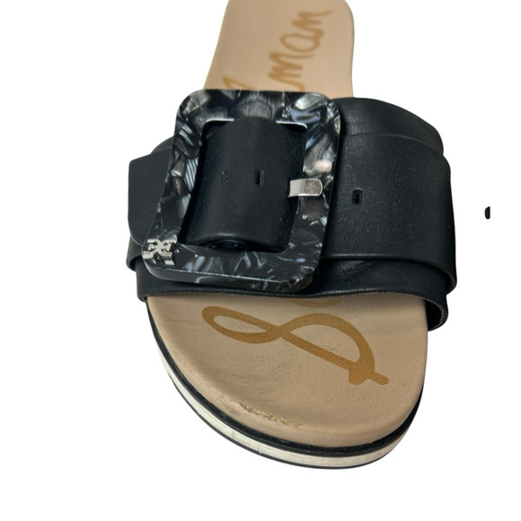 Sam Edelman Ariane Black Slip On Slides W/ Buckle 6.5 Preppy Coastal Classy - Picture 6 of 8